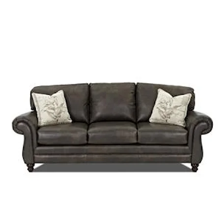 Leather Sofa with Accent Pillows